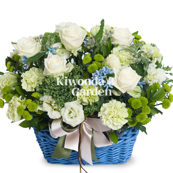 화이트/블루 단아한 꽃바구니