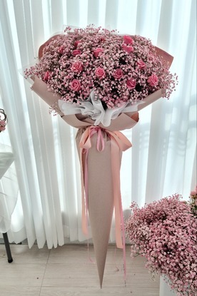 연핑크 비누꽃 대형꽃다발
